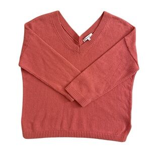 Madewell V-Neck Sweater in Warm Coral